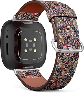 CJBROES Replacement Leather Watch Band, Compatible with Fitbit Versa 3 and Fitbit Sense of Wristband Bracelet Accessory - Floral