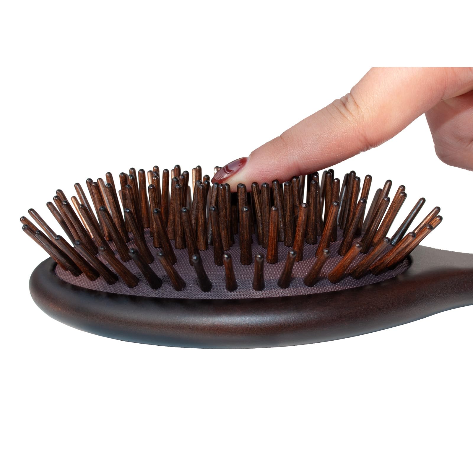 Spazzola per capelli artigianale in legno – setole in legno naturale con cuscino in gomma altamente elastica, spazzola antistatica per ridurre la rottura dei capelli e il massaggio del cuoio
