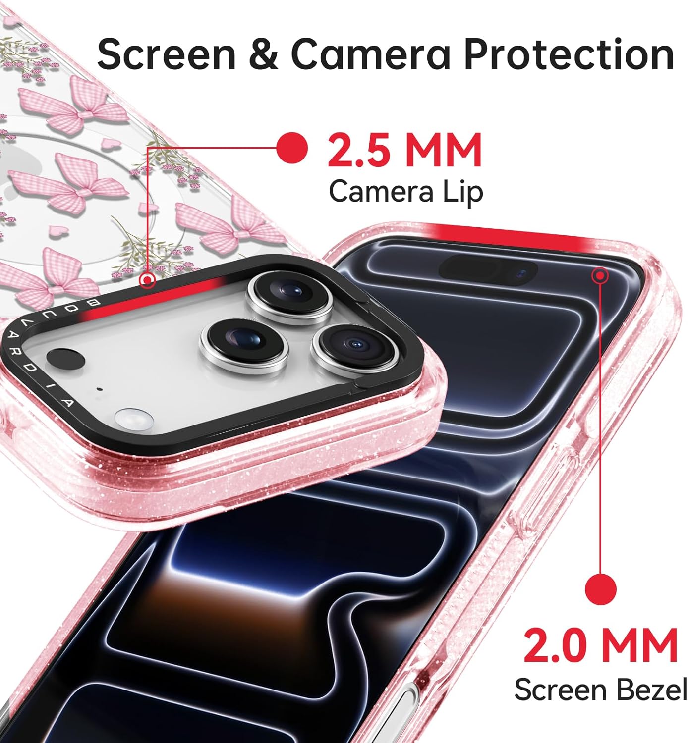 Bouvardia for iPhone 17 Pro Max Case, Compatible with Magsafe, Cute Design for Women & Girls, Protective & Aesthetic, Bows & Flowers - Chamomiles