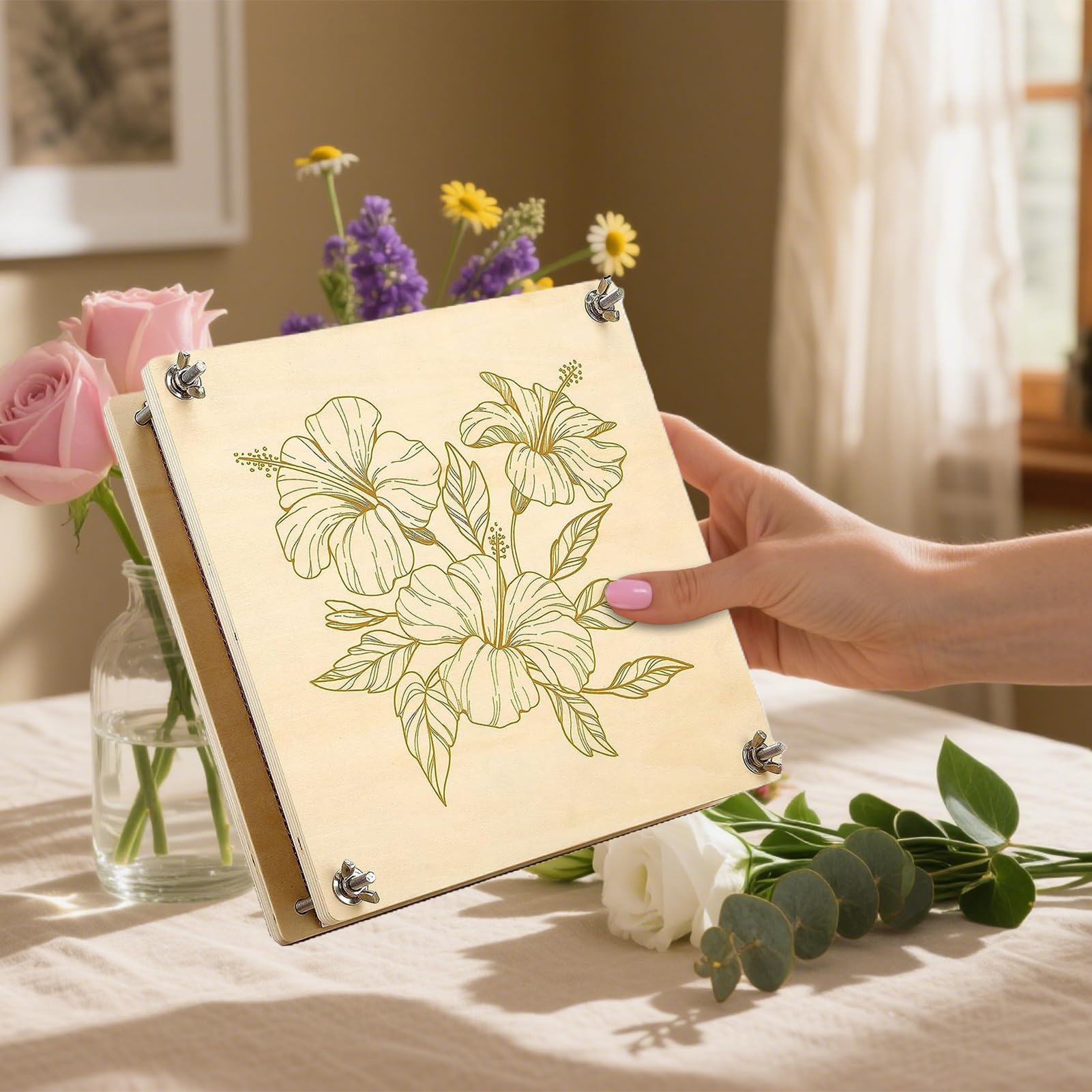 Genérico Kit de Flores Prensadas - Herramienta de Madera para Plantas Secas | Herramienta de Secado de 28x28 cm 10 Capas para Manualidades Adultos Niños Elaboración de Marcadores