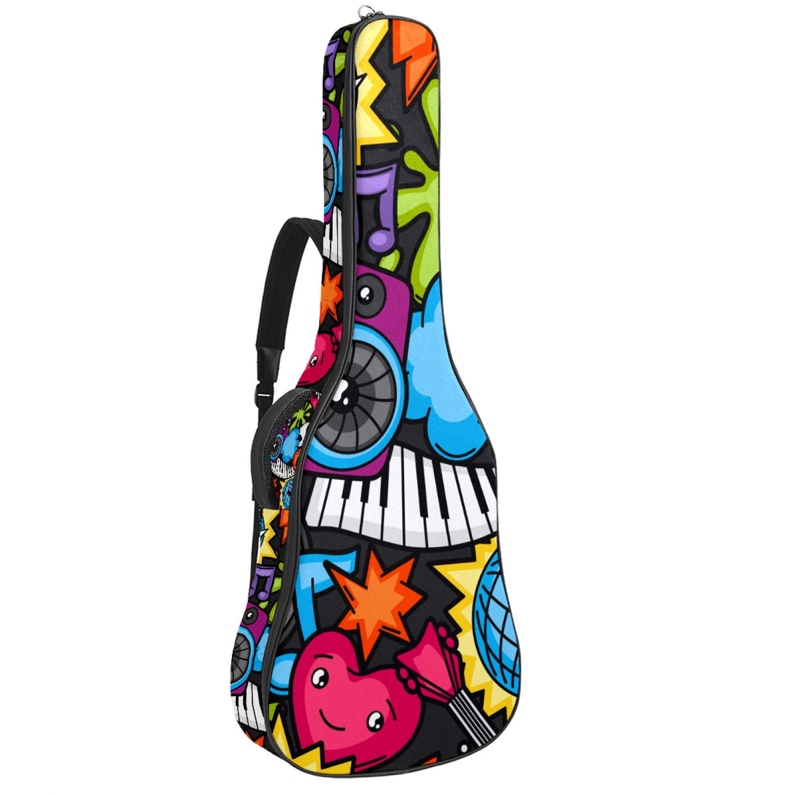 Borsa per chitarra impermeabile con cerniera morbida zaino per chitarra, basso acustico e classico folk chitarra elettrica divertente Cartoon Skull Guitar Rock Music Party
