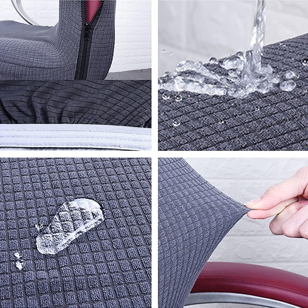 Waterproof Polyester Office Chair Cover, Stretch Washable Removable Computer Chair Cover,Dark Coffee,L