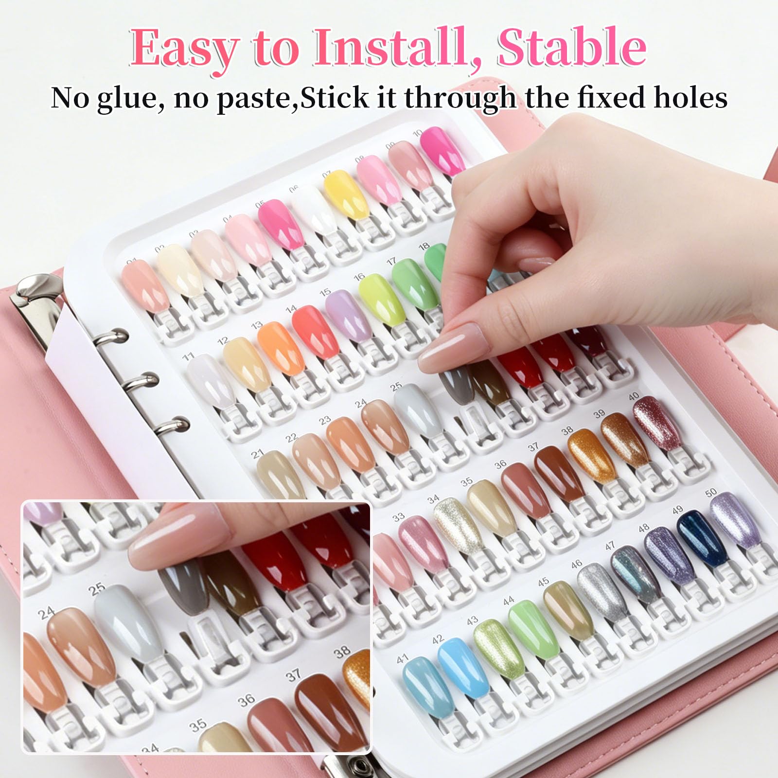 Nail Polish Color Swatch Book with Replacement Tips and Number Labels