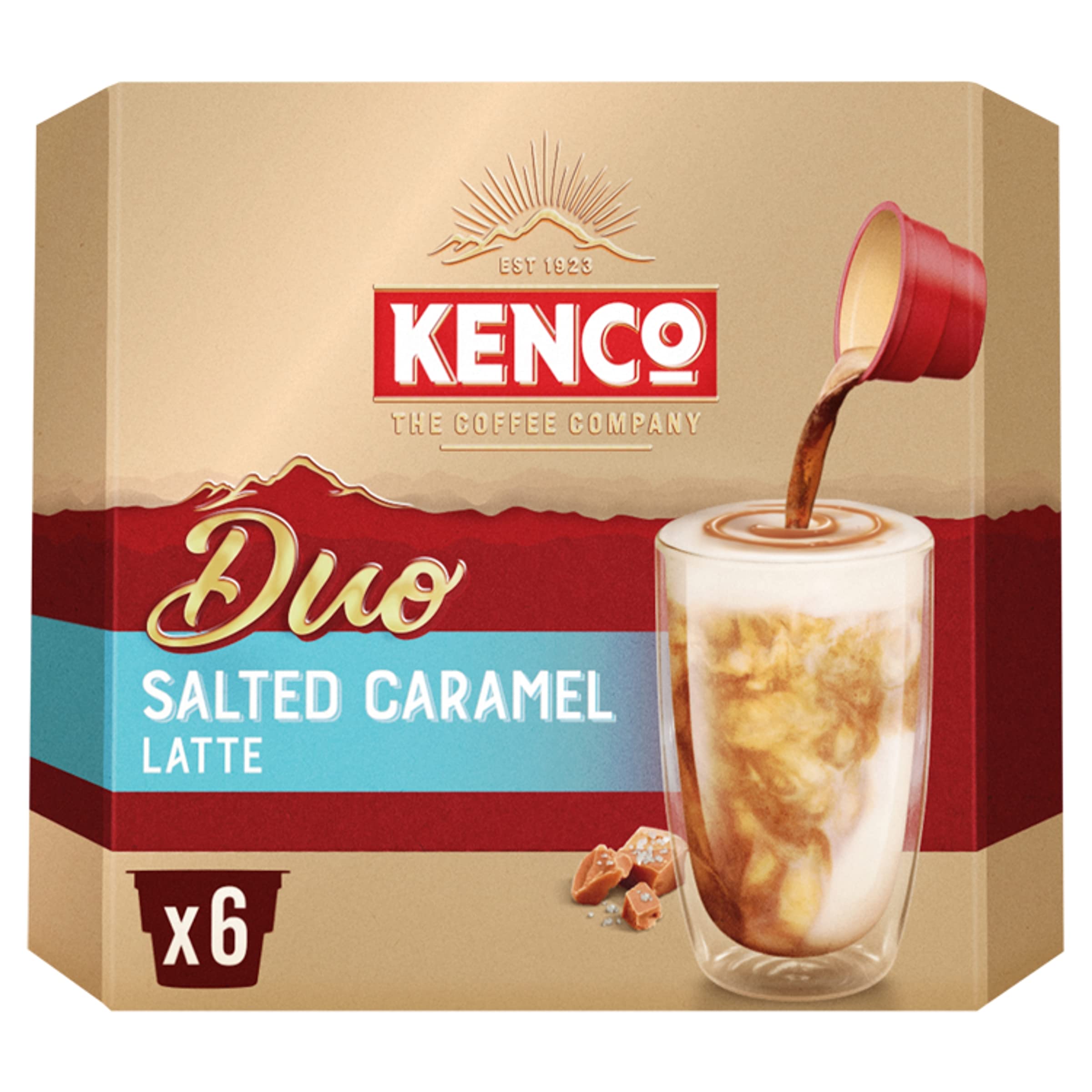 Kenco Duo solona karmelowa latte kawa rozpuszczalna x6 (opakowanie 4 sztuk, łącznie 24 napoje)