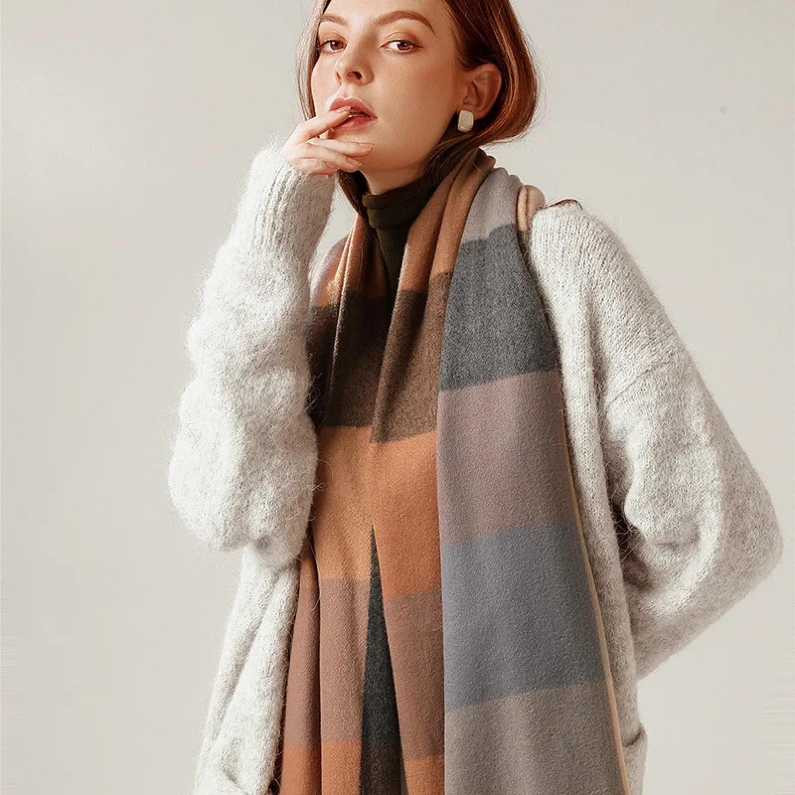 Schals Tücher Halstuch Scarf Damenschal, Gestreift, Kariert, Elegant, Im Promi-Stil, Herbst- Und Winterschal, Neue Imitation