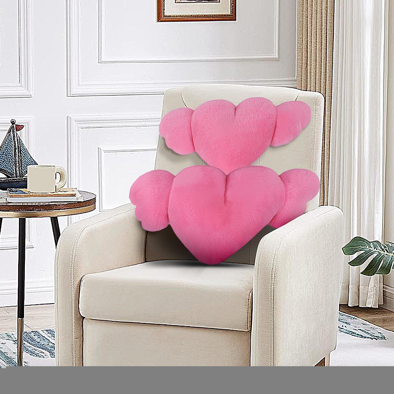 Voiture d'oreiller de coeur en peluche, appui-tête de voiture en forme de