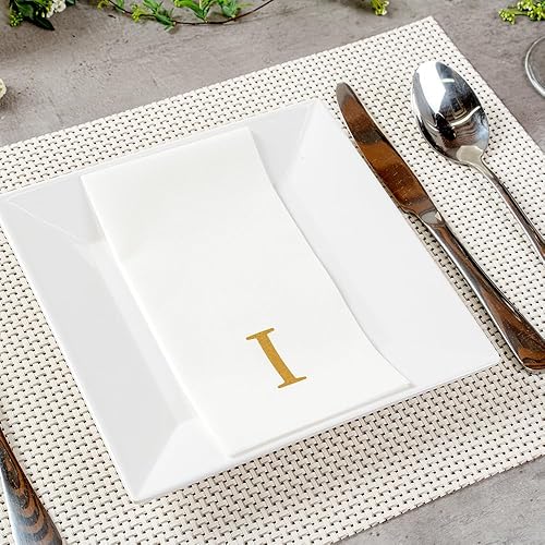 Miniatura 265 de Luxenap - Toallas de invitados de 15.8 x 7.9 pulgadas, 50 toallas de mano con letras plateadas, letra "P", fuente Sans Serif, servilletas de papel