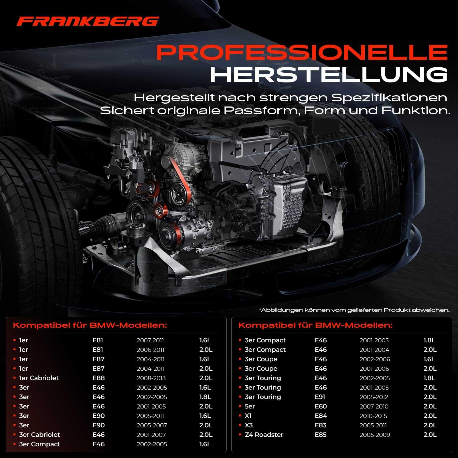 Frankberg Riemenspanner Keilrippenriemen für 1er E81 E87 E88 3er E46 E90 E91 5er E60 X1 E84 X3 E83 Z4 E85 Benzin 2000-2015 11287524267