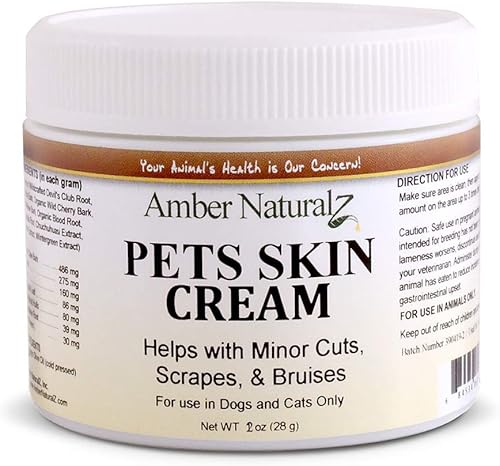 AMBER NATURALZ Pets Skin Cream bálsamo de hierbas para perros y gatos | Crema para la piel de mascotas para rasguños menores, patas, hocico, piel y