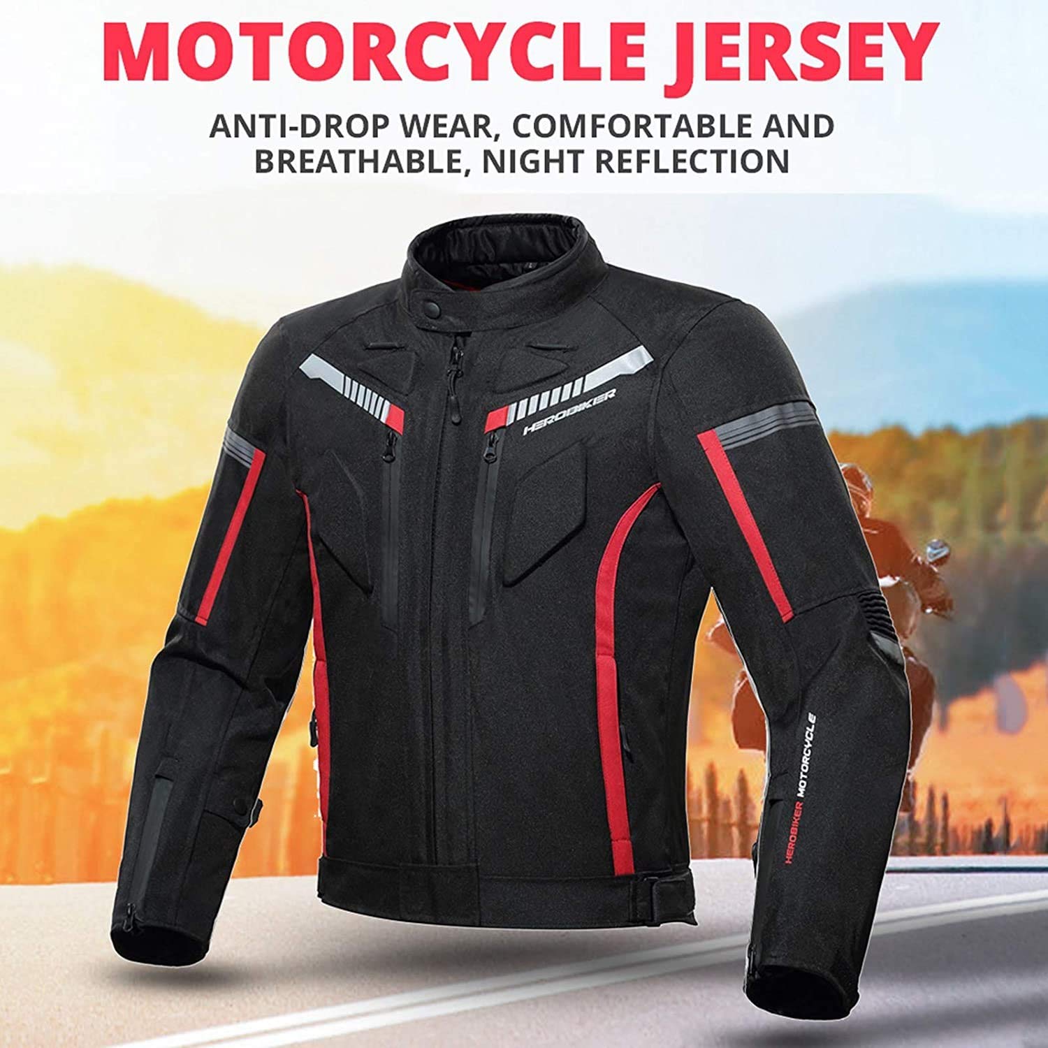 Motorrijkleding Pak Motorjas Broek Set Vier Seizoenen En Winter Waterdicht, Heren Moto Riding Reflecterende Jersey Pakken Met Beschermende Uitrusting A,5XL