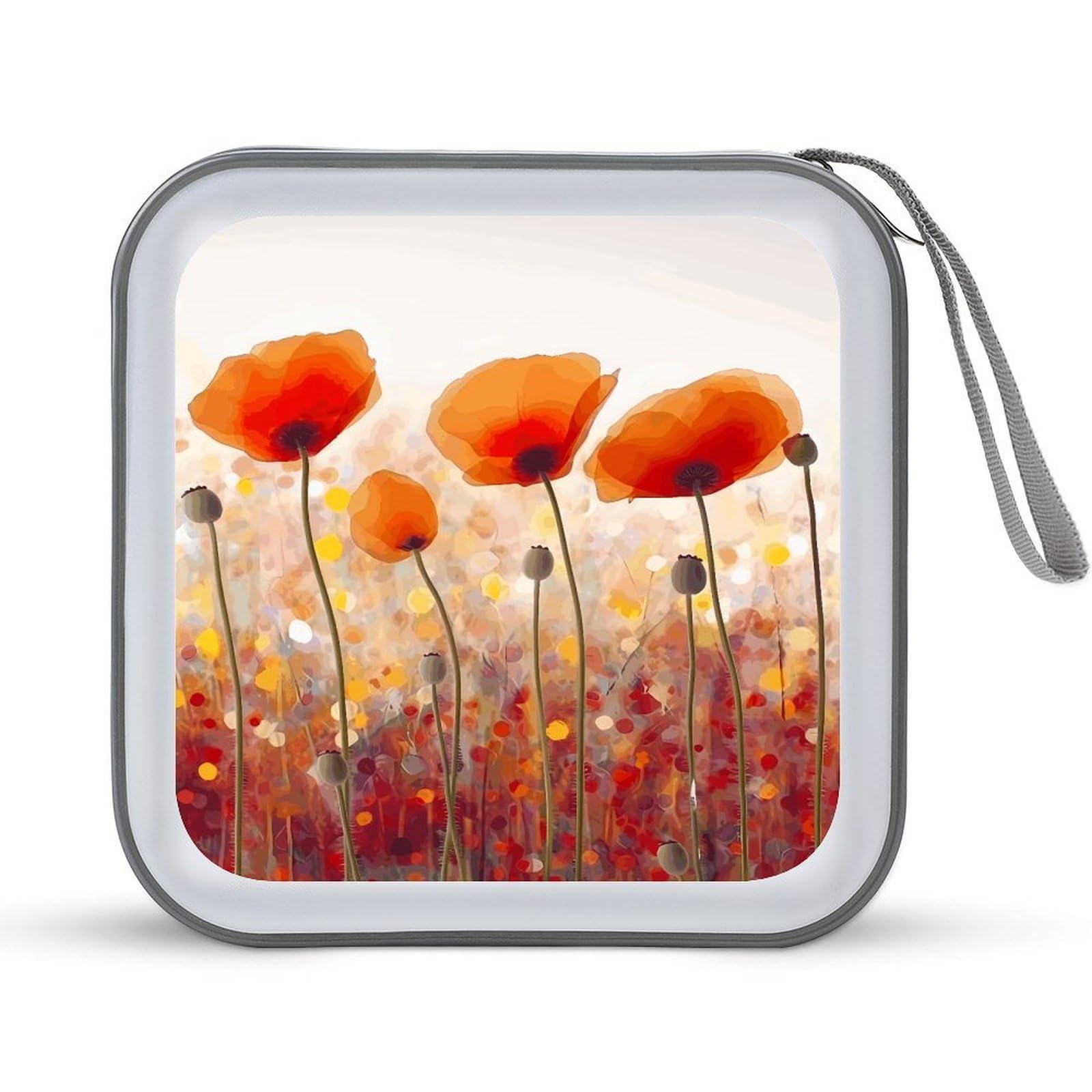 Rangement CD portable 40 disques aux coquelicots pour vos trajets en voiture