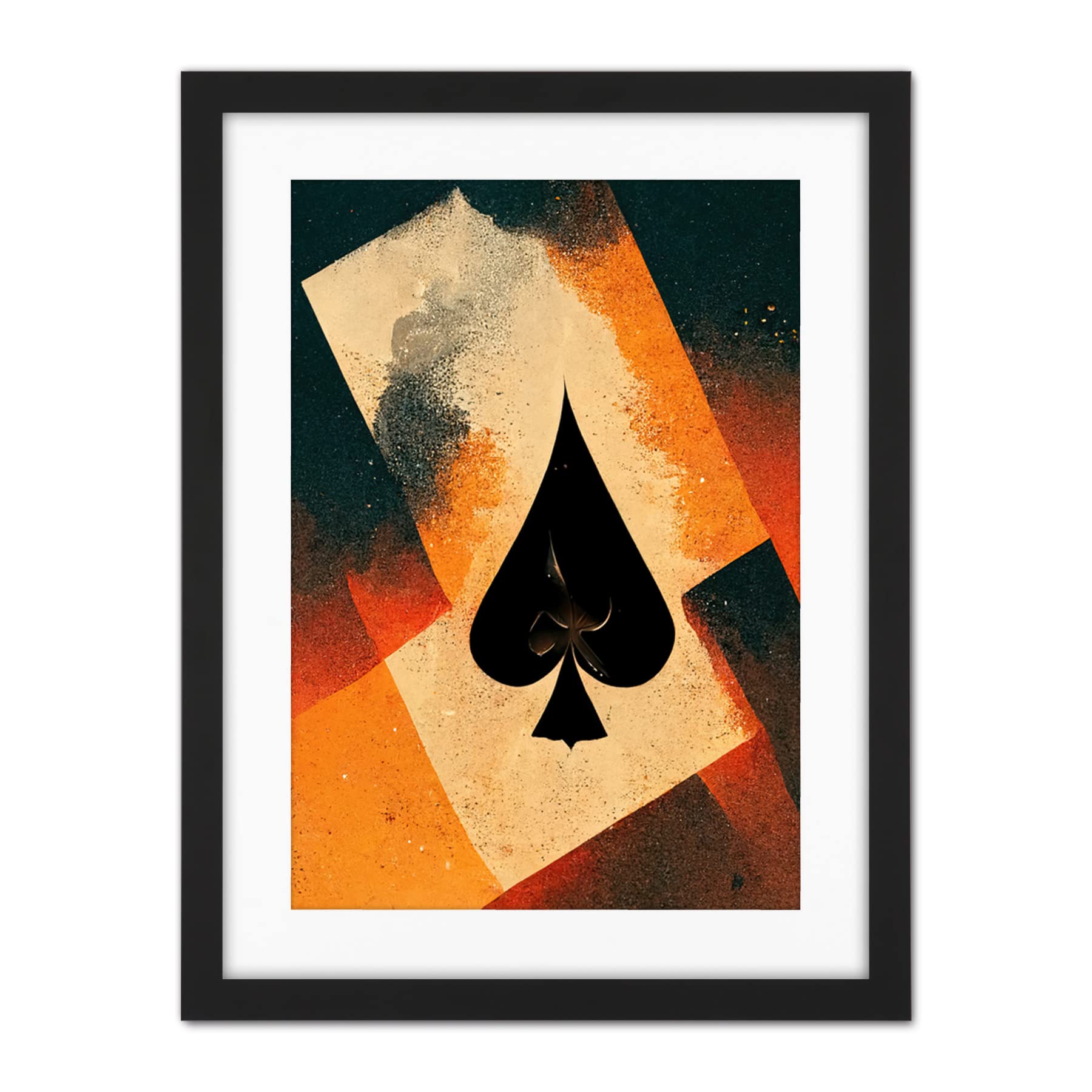 Doppelganger33 LTD Ace Of Spades Card Casino Poker Abstract Artwork Framed Wall Art Print 18X24 Inch