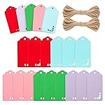 G2PLUS 100PCS Kraft Paper Gift Tags, 6 Color Hollow Heart Tag, Wedding Favors Hangtags, Blank Gift Tags with String for Baby Shower, Wedding Party Favors
