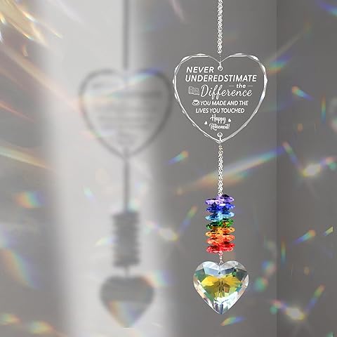 Happy Retirement Crystal Suncatcher Gifts for Women, Men - Window Hanging Crystal H...