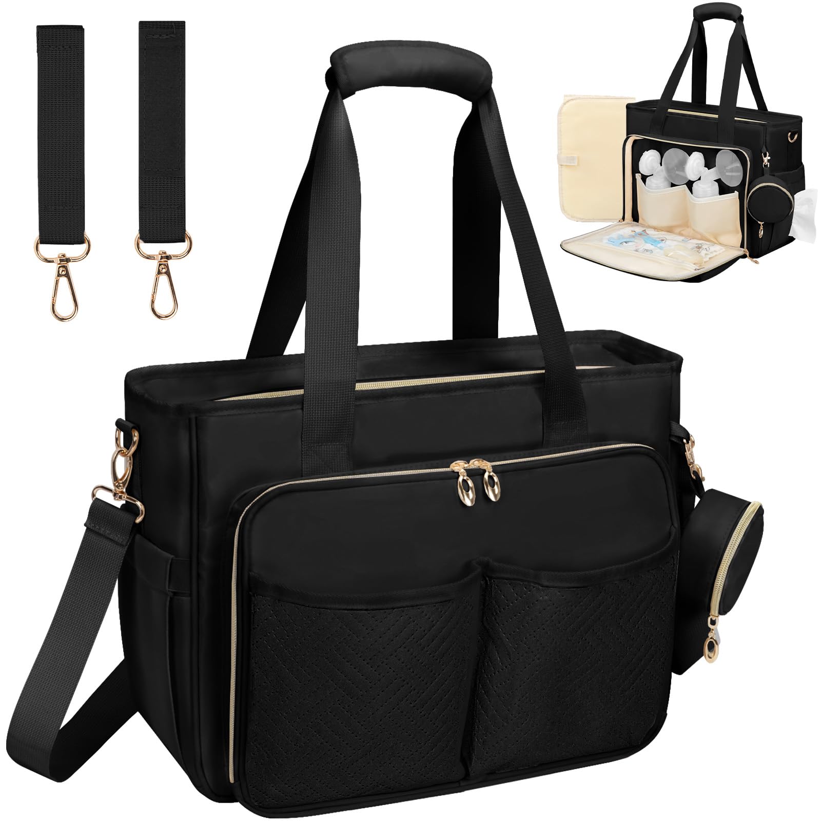 GDNasist Diaper Bag Tote, Large Baby Bag with Pacifier Case for Travel Work