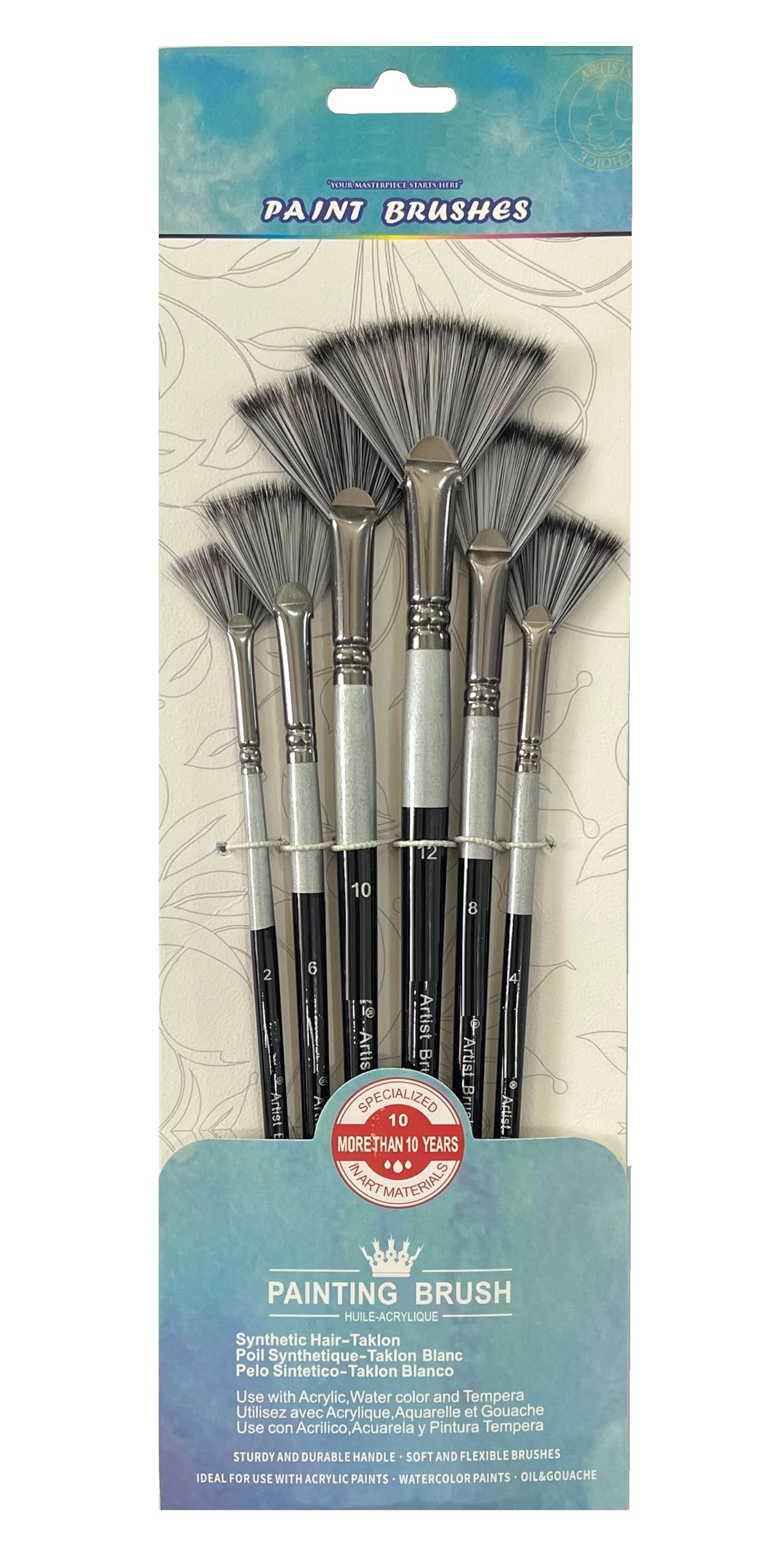 Definite Art Fan Paint Brushes Medium Length Handle Brushes for Acrylic Paints | for Trees, Grass, Bushes, Foilage Illustrations | Pack of 6 Brushes (6-Size) (B0CHS6J8D9) Amazon Price History, Amazon Price Tracker