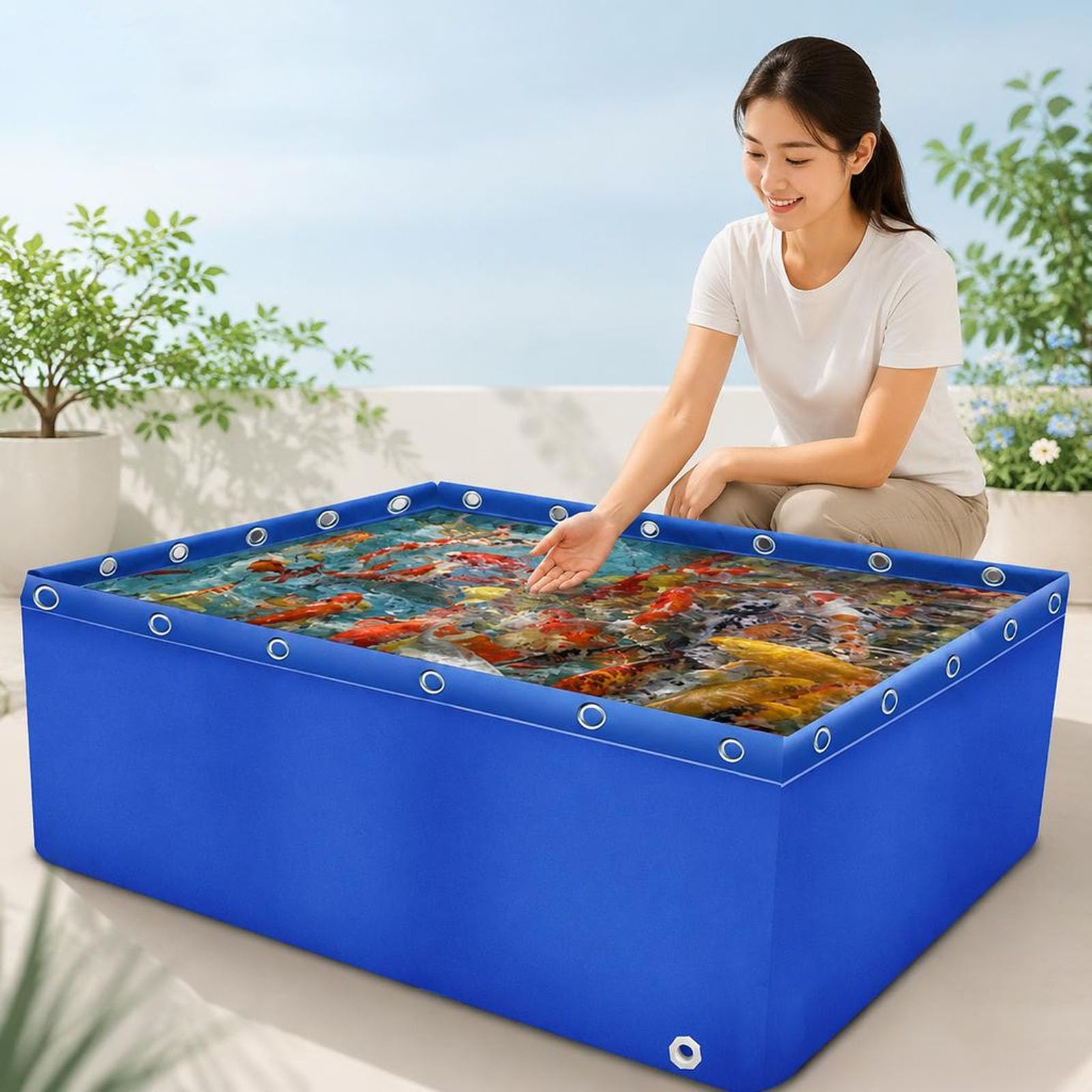 Piscina de lona de PVC negra con válvula de drenaje, 5 x 1 x 0,8 m, tanque de retención temporal, piscina para rios y uso al aire libre