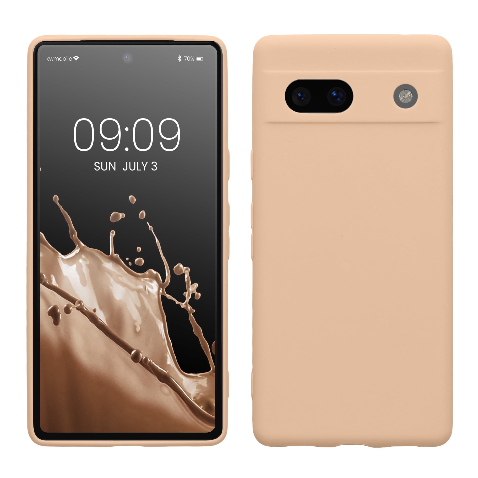 kwmobile Case for Google Pixel 7a Case - Protective Slim TPU Phone Cover - Soft Matte Finish - Pastel Peach