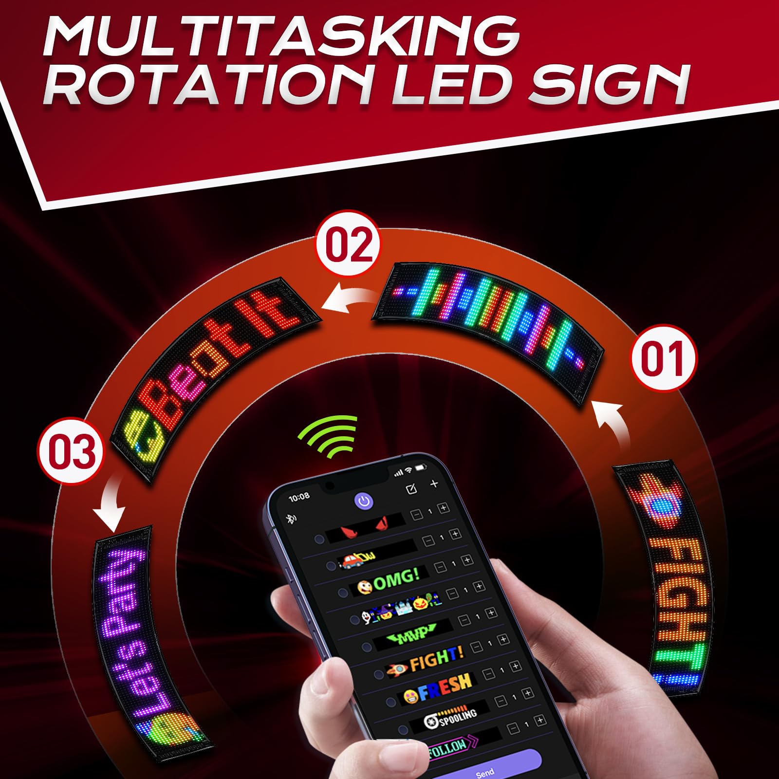Occhi LED per camion, flessibili, programmabili, con controllo Bluetooth, display a LED a scorrimento a colori, animazione con testo personalizzato, luce