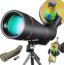 Luneta de 25-75x100mm para observação de pássaros, telescópio monocular à prova d'água e antiembaçante com prisma BAK4 totalmente multirrevestido com tripé ajustável, bolsa protetora e telef