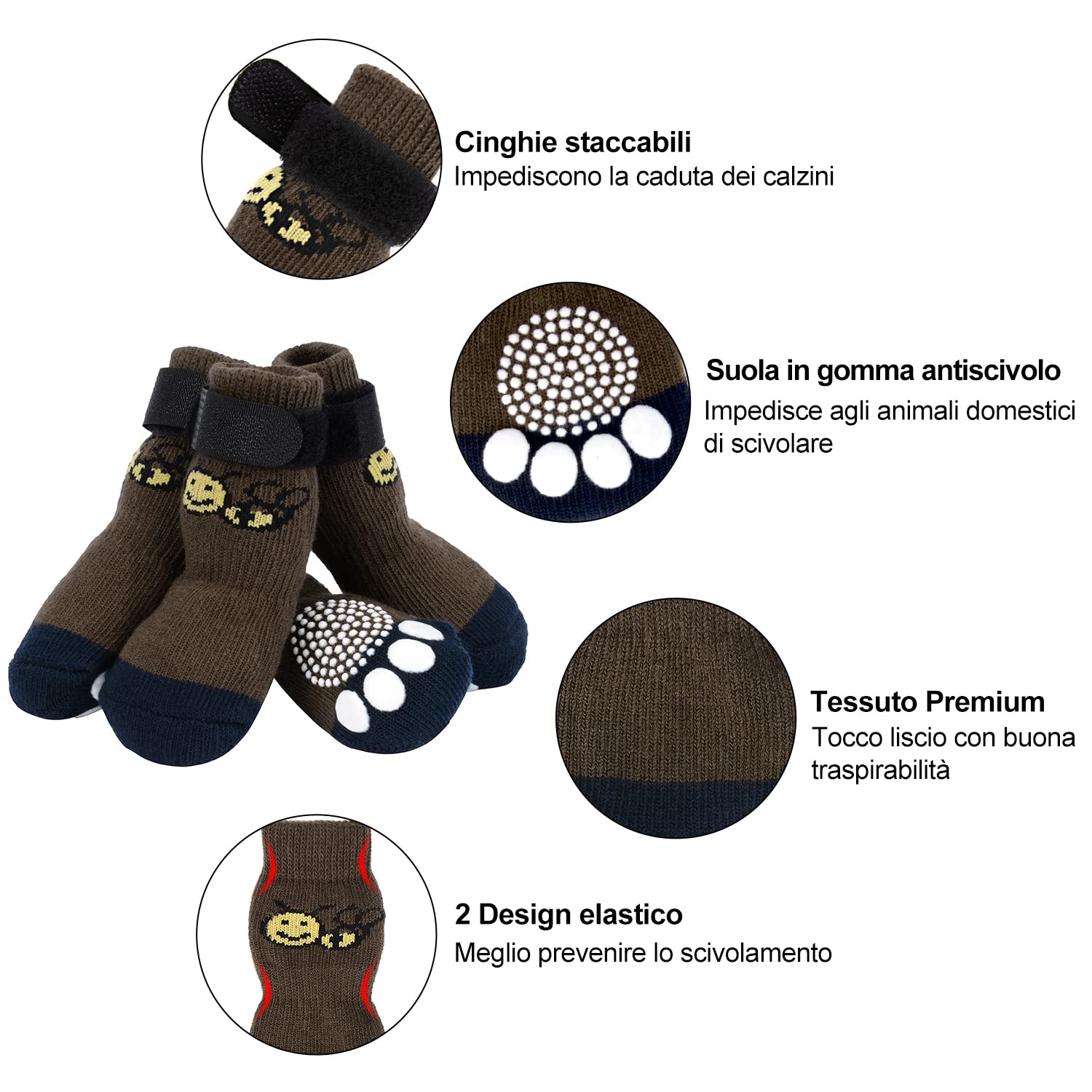 Calzini Antiscivolo Per Cane - 4 Pezzi Con Cinghie Regolabili | Zampe Calde E Protette - Foto 7