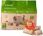 Inflame Fire Starters 70 pcs Fire Starters for Campfires, Grill, BBQ, Fireplace, Woodstove - Charcoal Starter - Waterproof, Weather-Resistant - Natural Wood Fireplace Starters