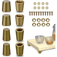 8PCS Brass Cutting Board Feet, 2 Sizes Cutting Board Legs with Non-Slip Adhesive Dots, Multipurpose Conical Jewelry Box Feet for Walnut Boards, Bathroom Trays and Wooden Plates Brass