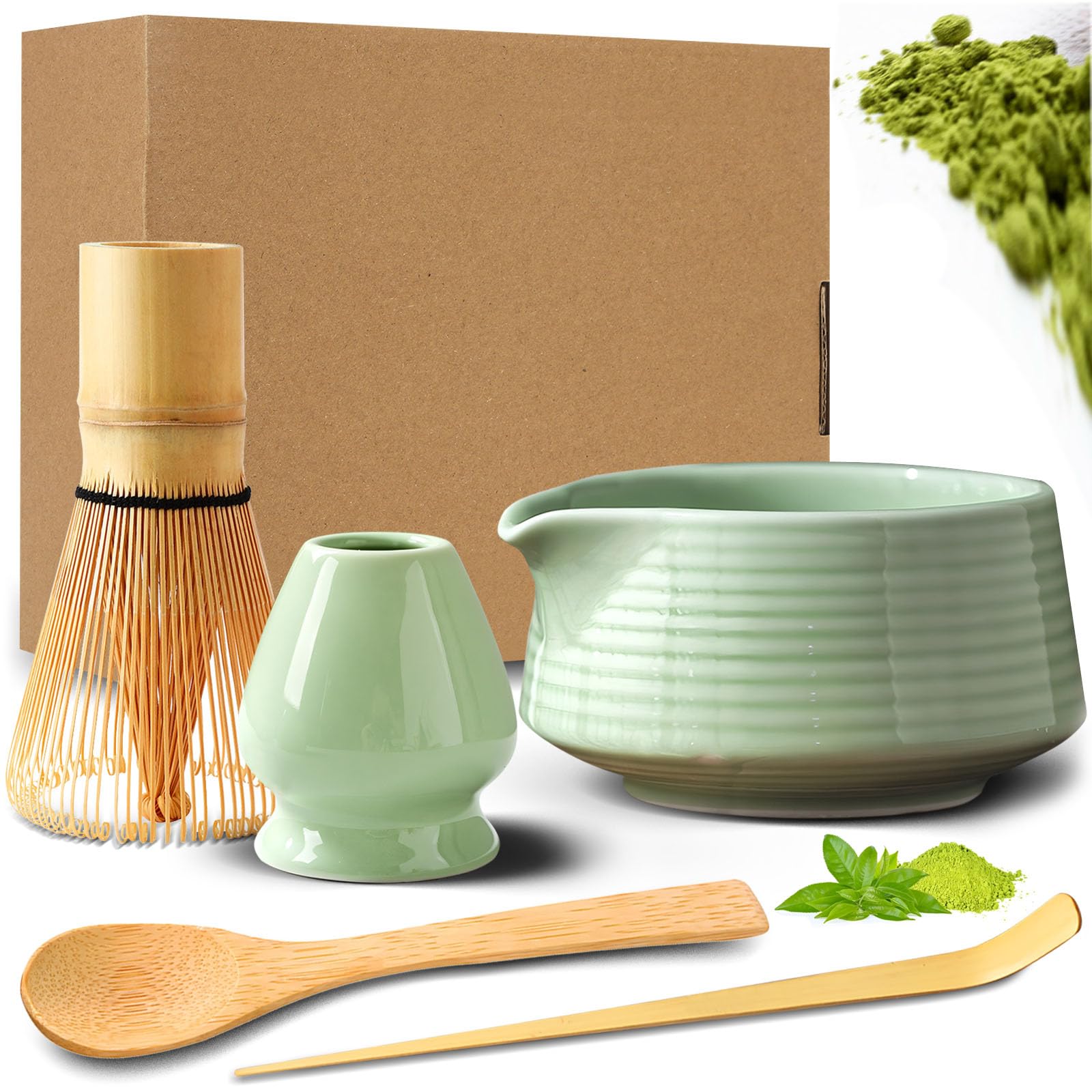 Matcha Kit 5 piezas Te Matcha Kit para los amantes del matcha, el hogar, la oficina y los salones de té,Cian