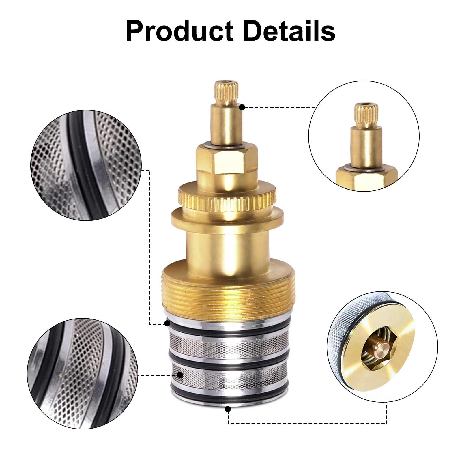 78913 Cartouche de contrôle d'eau thermostatique, remplacement de bobine de robinet en laiton, kit de réparation de barre de valve de mélangeur, contrôle de température