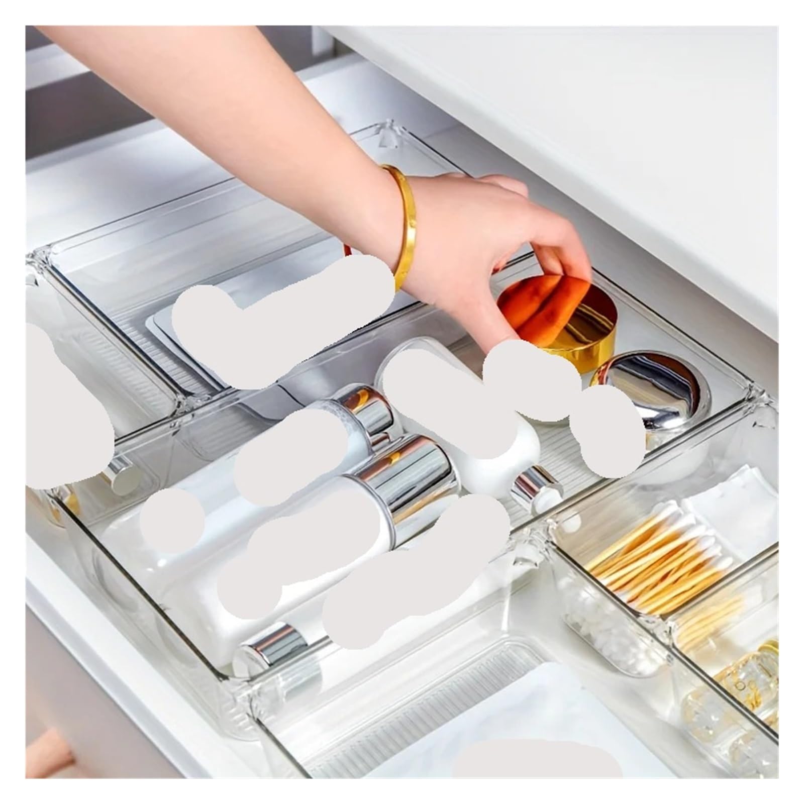 Generico Set di cassetti in plastica trasparente da 16 pezzi, contenitori for armadietti, bagno, cucina, camera letto, ufficio(25JTCTH)
