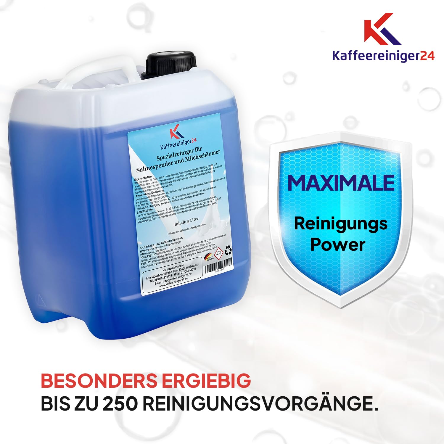Kaffeereiniger24 - Limpiador de sistema de leche (5 L, compatible con Jura, DeLonghi, WMF, Saeco y Melitta, limpiador de espuma de leche para cafeteras automáticas)