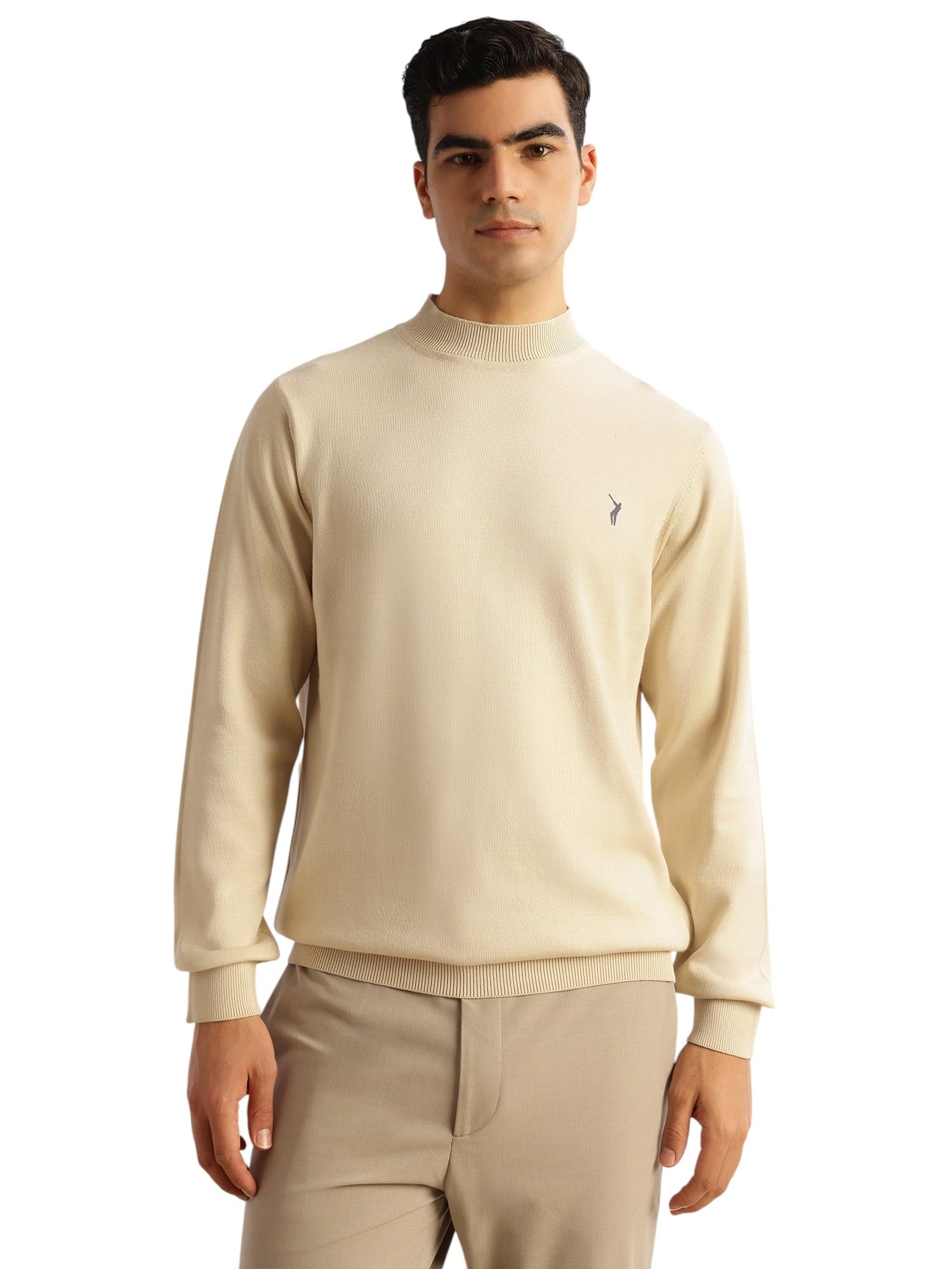 thomas scott Men's | Regular Fit | Long Sleeves | High Neck | 100% Cotton | Solid | Knitted | Pullover | Sweater (CCSWT103_OffWhite_M)-picture-23