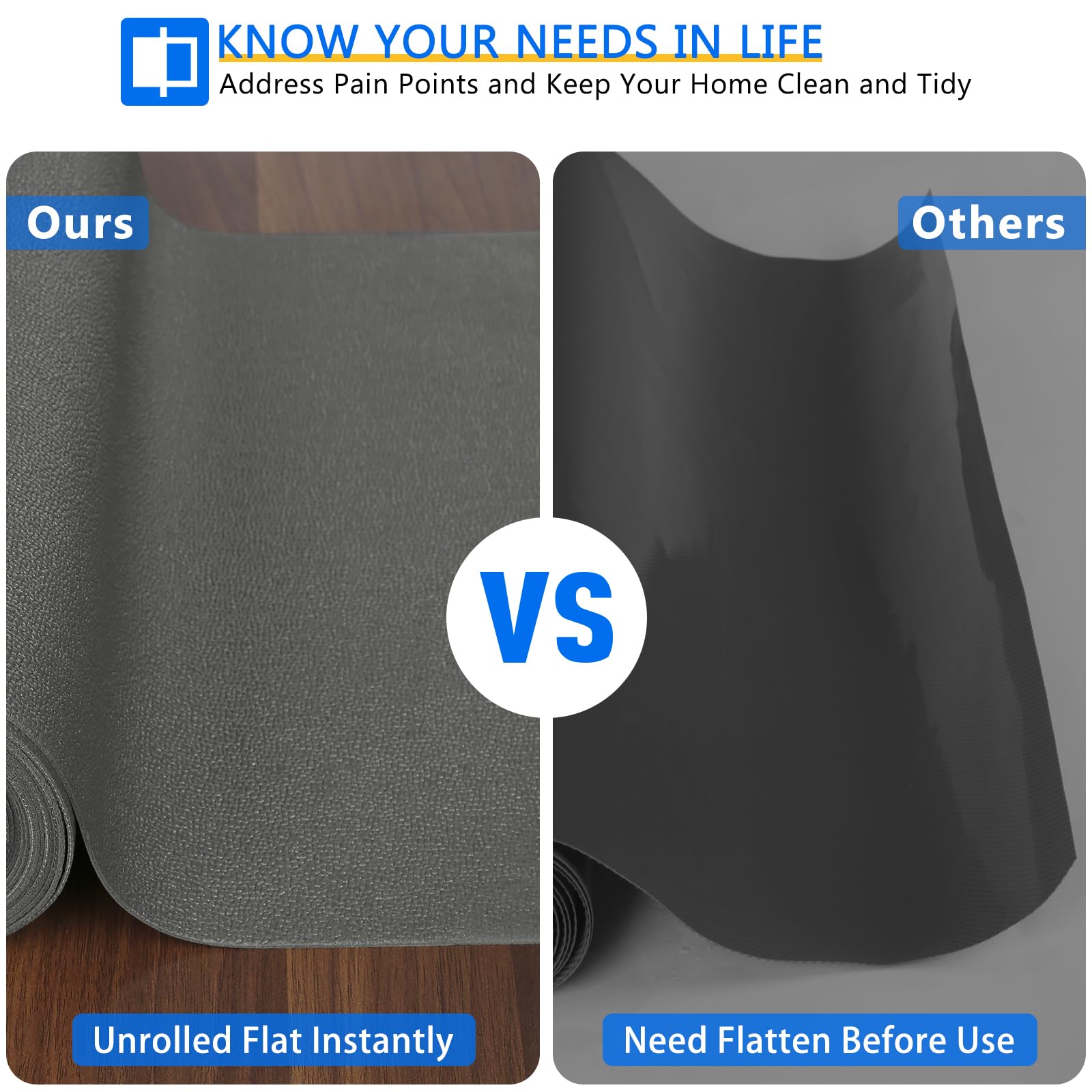 WochiTV Shelf Liner for Cabinets, Drawer Non Adhesive Non Slip Foam Mat for Kitchen, Pantry, Bathroom, Cupboard, Garage, Closet, Shelves, Drawer, Tool Box, Gray 11.8 x 59 inches