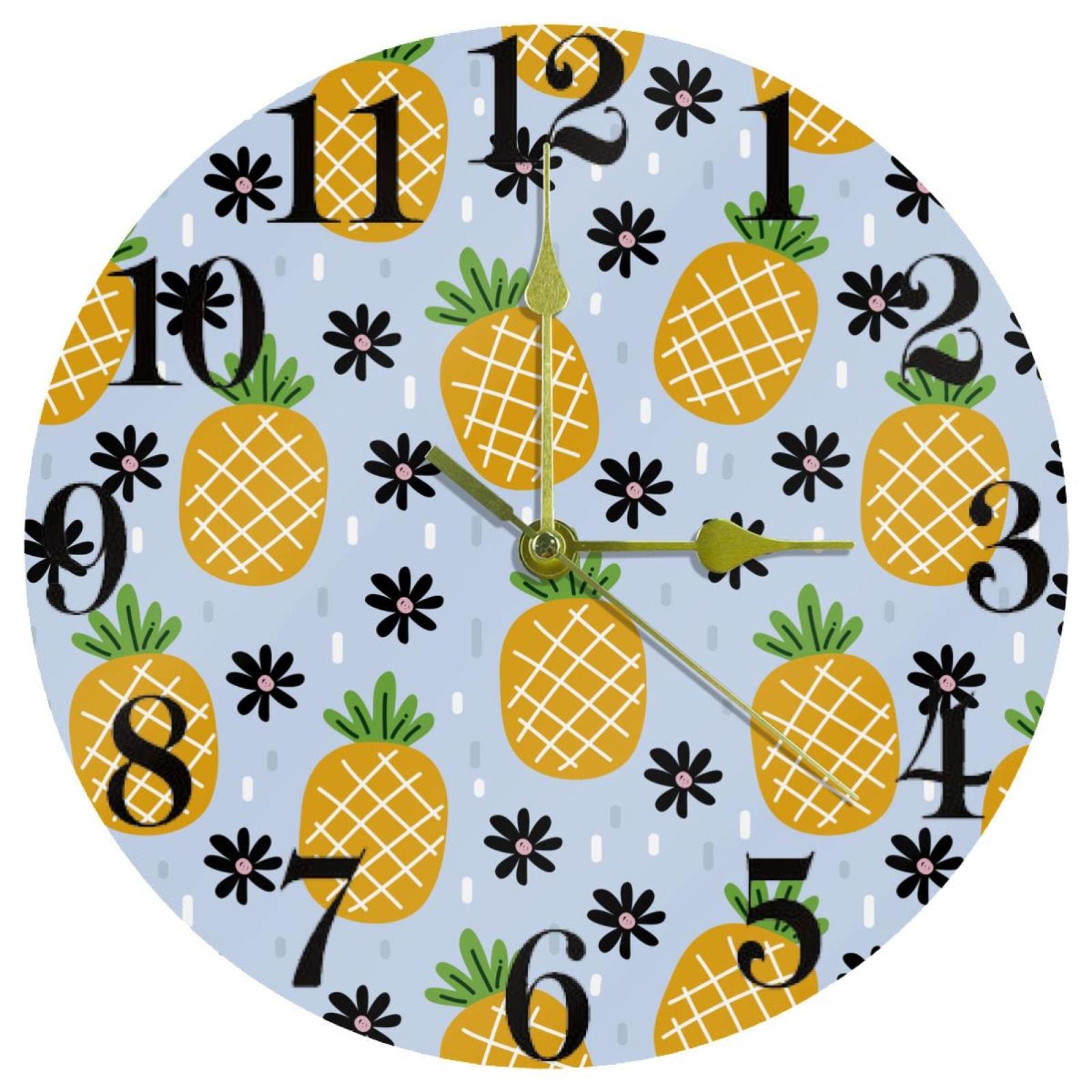 Horloge murale silencieuse sans tic-tac motif ananas à pile pour bureau