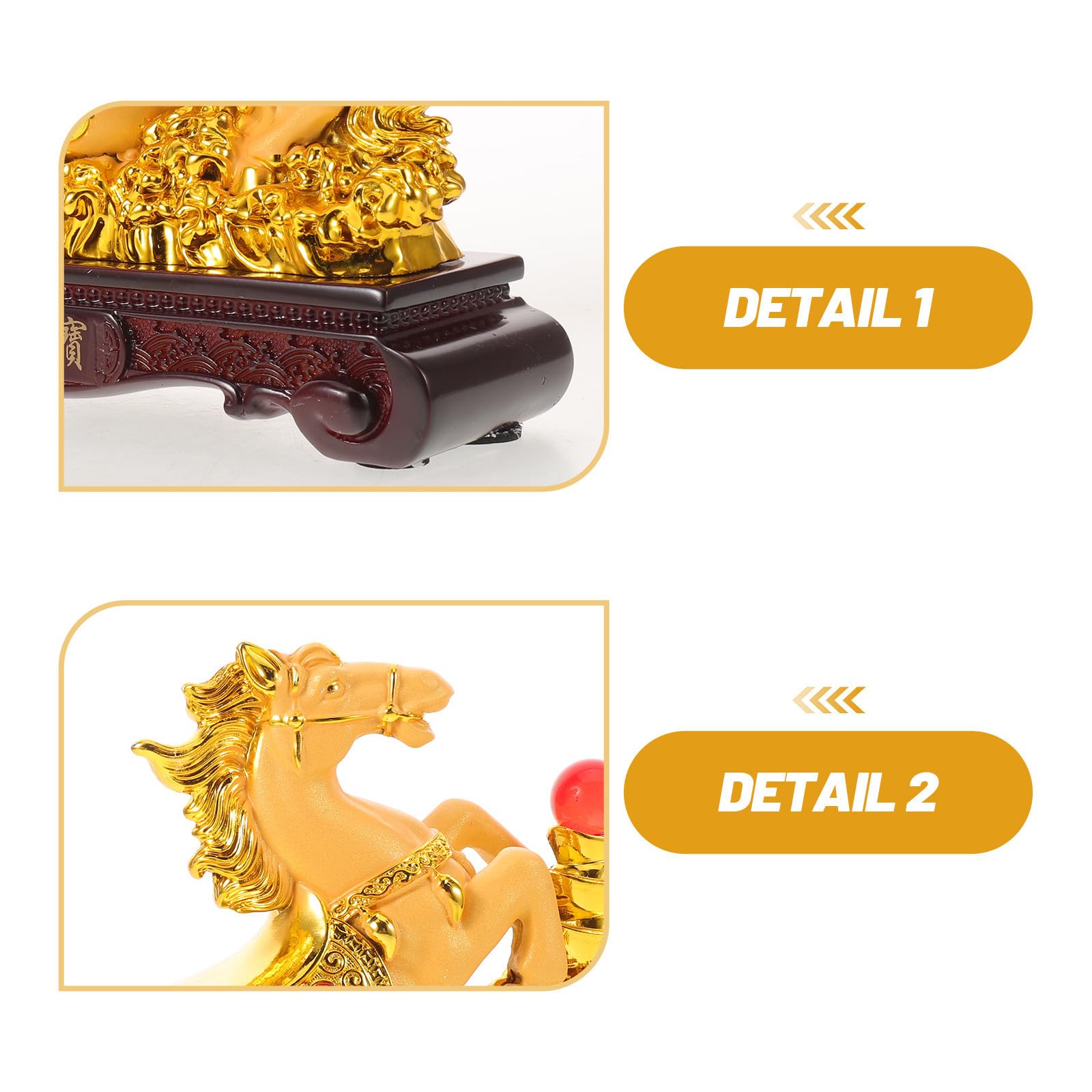 Kunstharz Pferdeornament Gold für Schreibtisch und Eingang
