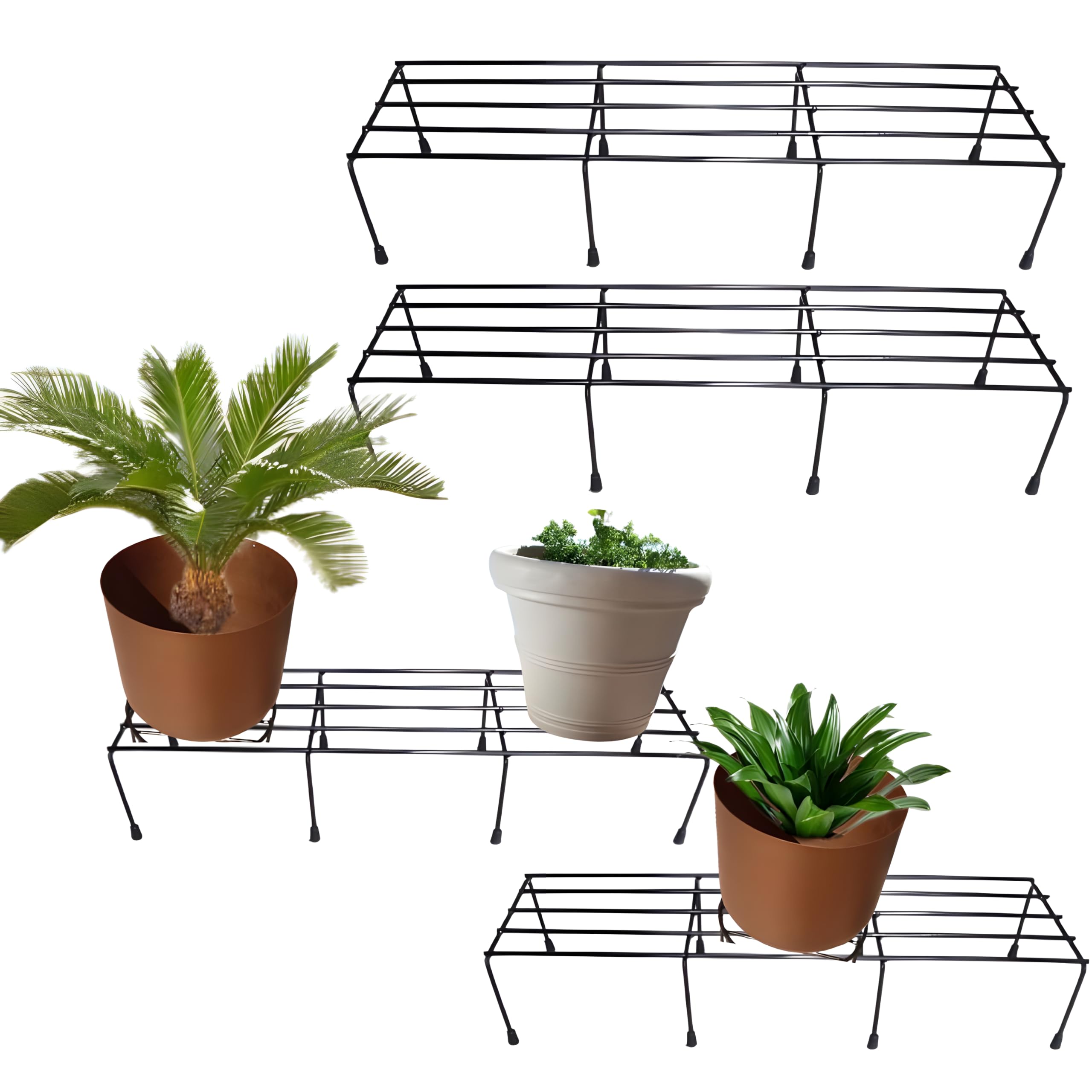 CRAFTWIZARDS Metal Planter Stand Set of 4 for Indoor-Outdoor Plants With Waterproof,Anti-Rust Coating for Balcony, Garden(Rectangle, Black Powder Coated) (B0CN5V9LYH) Amazon Price History, Amazon Price Tracker