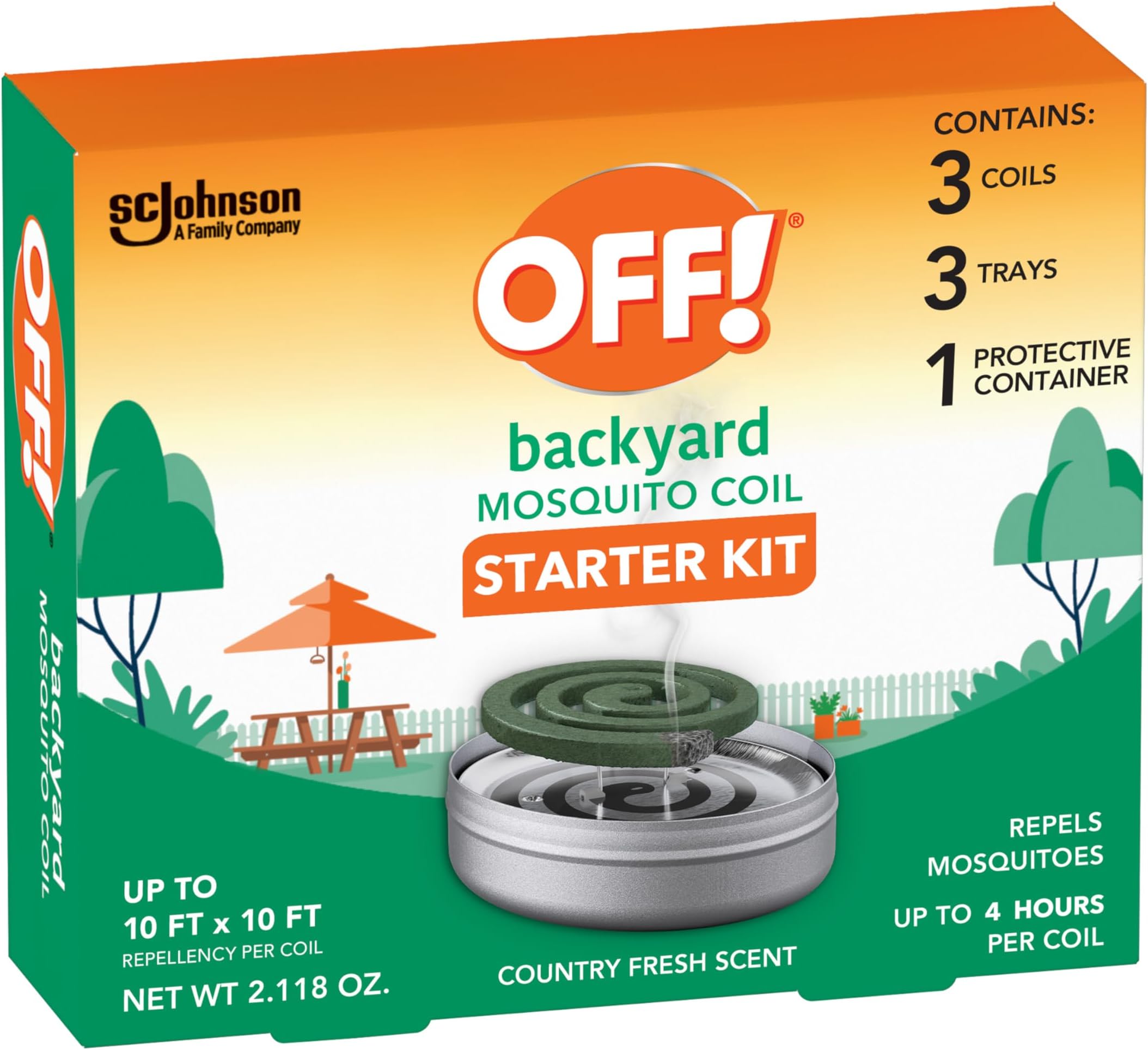 OFF! Backyard Mosquito Repellent Coil Starter Kit, Perfect for Outdoor Patios, Country Fresh Scent, 1 Count