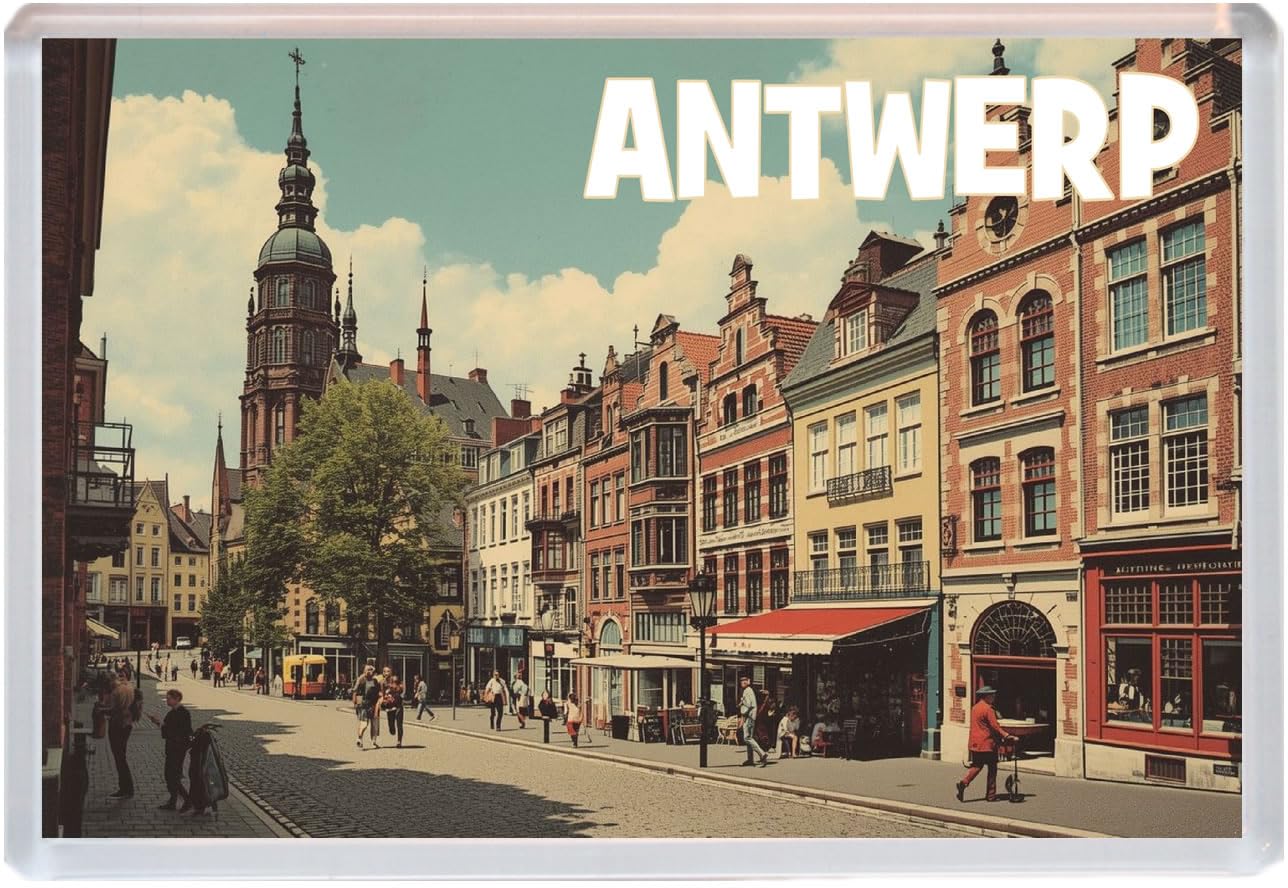 Baked Bean Store Multicolor Antwerp - Belgium - Jumbo Artistic Fridge Magnet 96 X 67Mm Bbsfhm3069