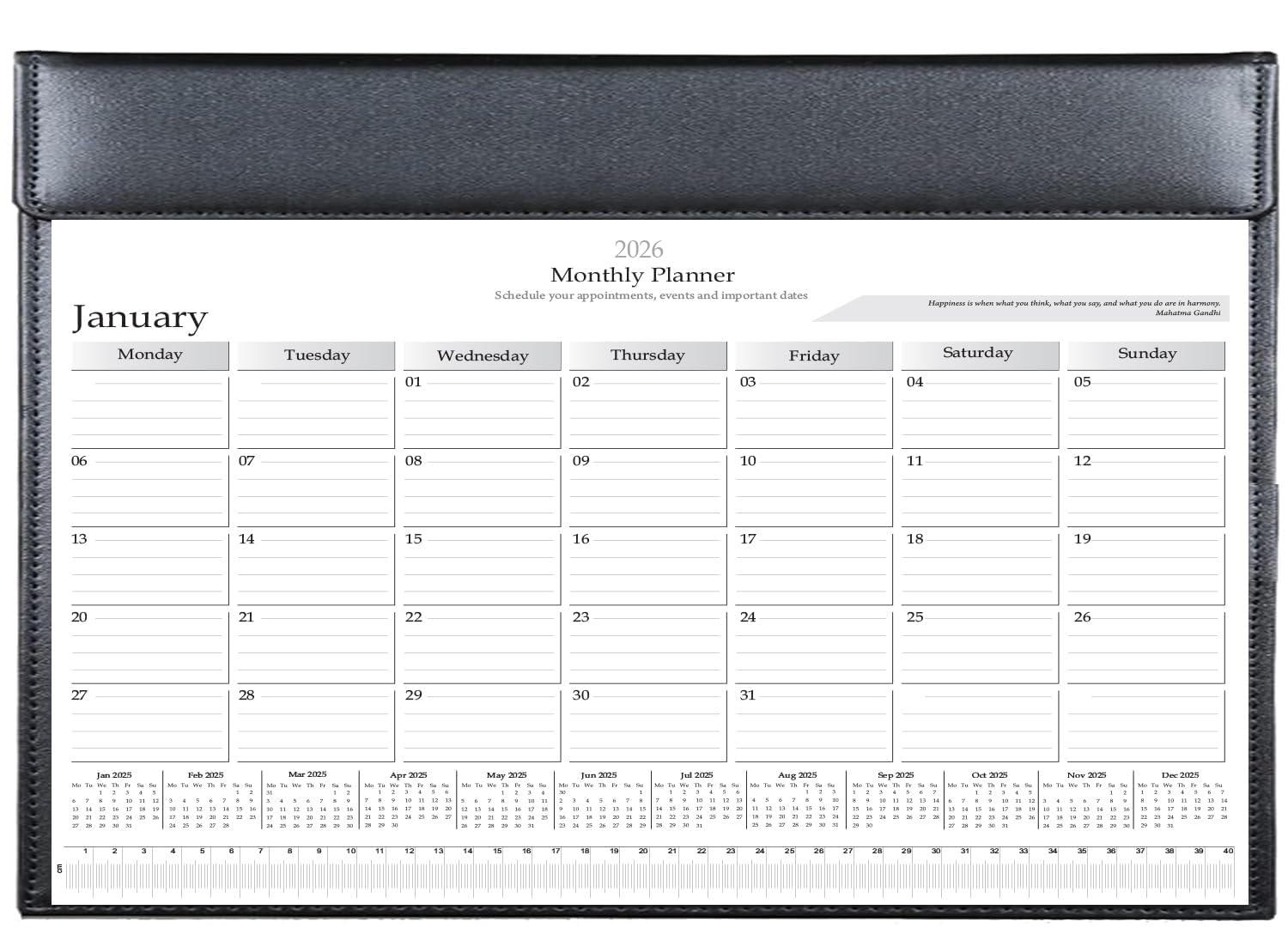 Accuprints 12 x 18 inch Office Desk pad 2025 Calendar for Desk | Daily Weekly Monthly Planner with Date for Office Home Table All Year for students (Black)-image-22