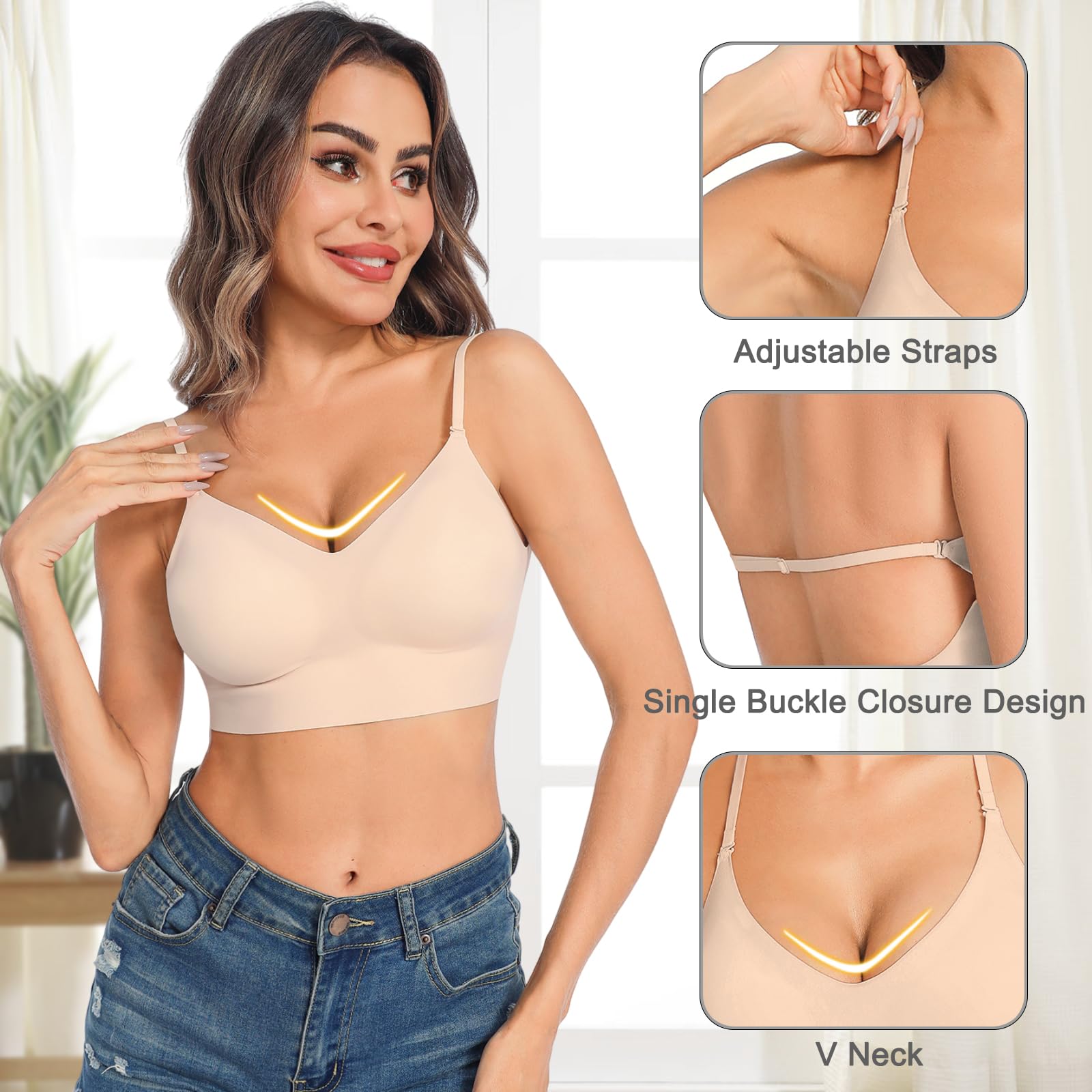 Sujetador Básico para Mujer sin Aros Push up con Tirantes Regulables Multi-Wear