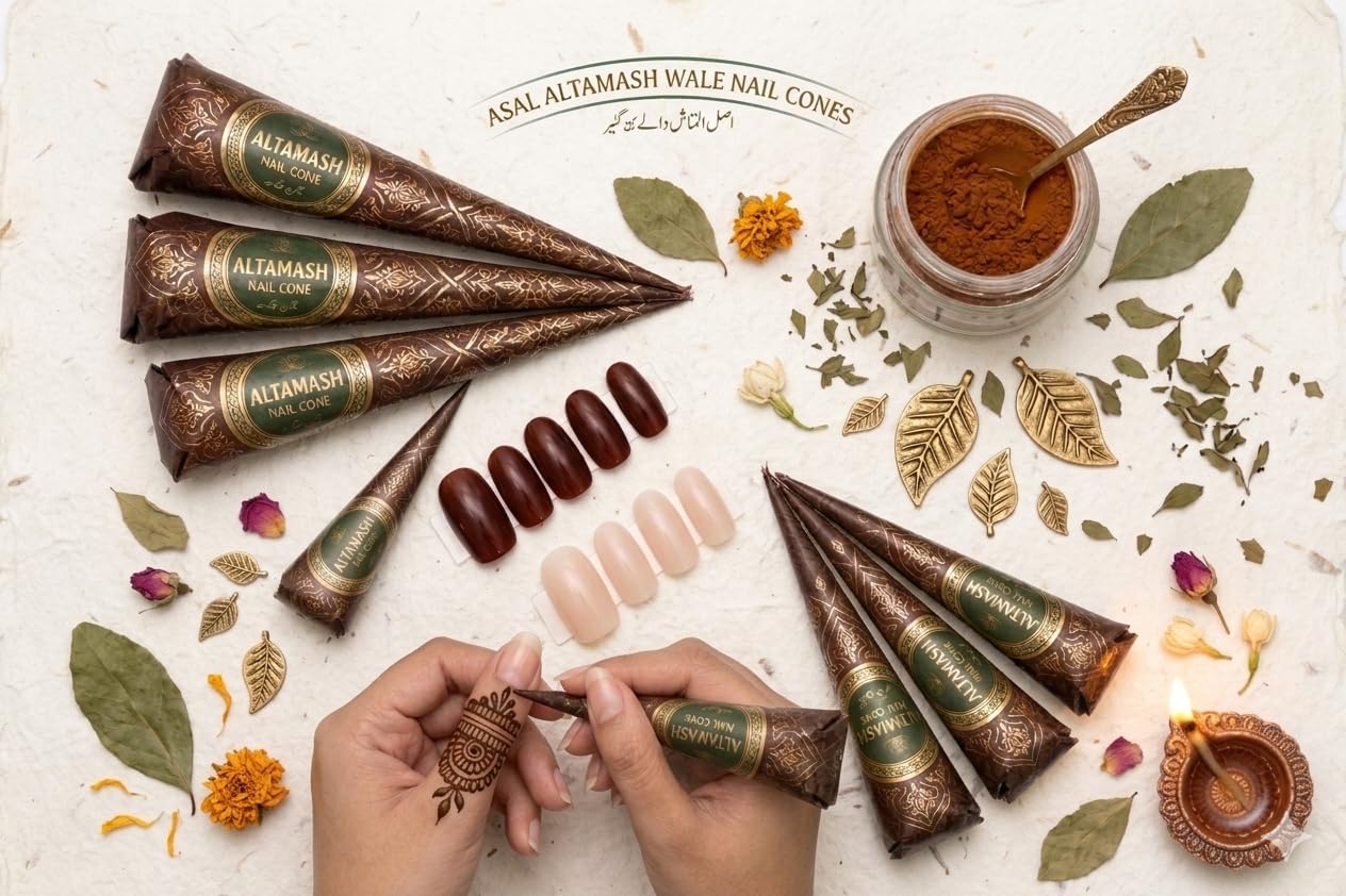 Altamash Nail Henna Cones Natural Mehndi for Nail Art, Long Lasting Dark Brown Stain, Ready to Use Henna Cones for Nails & Mini Designs (Pack of 12)-picture-12