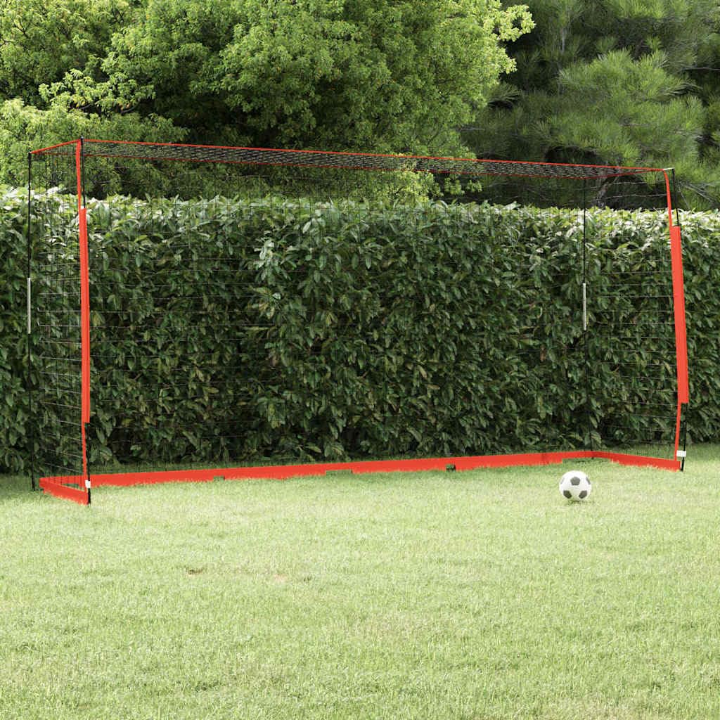 Portería de fútbol 366,5 x 91 x acero con red de poliéster, plegable y portátil, sistema de ranuras para jardín, cancha de pernos, entrenamiento, uso en interiores y exteriores