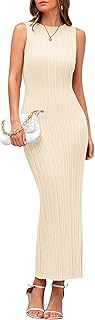 PRETTYGARDEN Women's 2026 Summer Casual Maxi Dresses Ribbed Knit Sleeveless Bodycon Elegant Going Out Beach Vacation Clothes