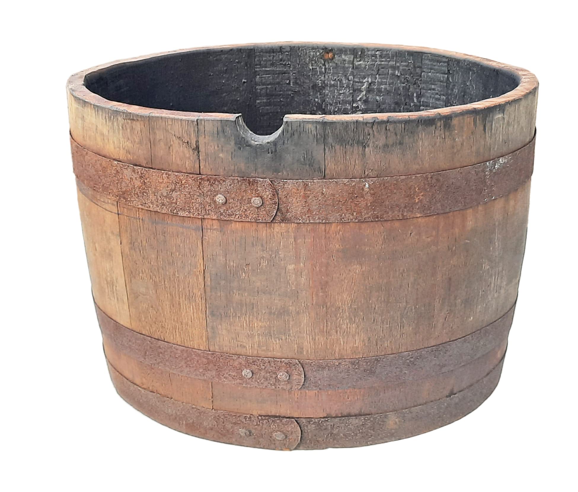 Whisky Barrel Half Wine Barrel Oak Plants Flowers Pot Olive Tree Palm (Natural, with 4 Swivel Wheels)