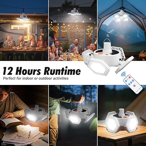 Miniatura 3 de Luz solar para campamento con control remoto, linterna plegable recargable por USB, iluminación de 360, impermeable, lámpara colgante para tienda de