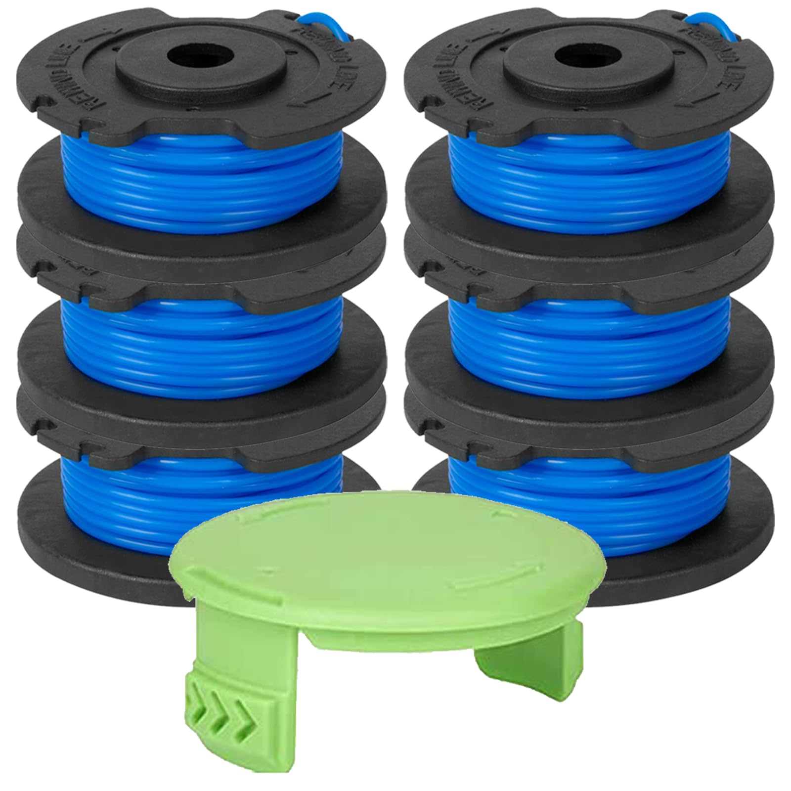 29252 29092 Spool Compatible with Greenworks 21332,21342, 24V, 40V, 80V Weed Eater String Trimmer and Cover Cap, Replacement Spool Refills Single Line 16ft 0.065'' 7Pack(6 Spools, 1 Cap)