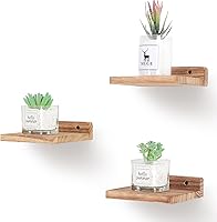Vista 7 de Estantes flotantes pequeños, repisas de exhibición, juego de 6 mini estantes, estante de madera rústica para dormitorio, sala de estar, cocina