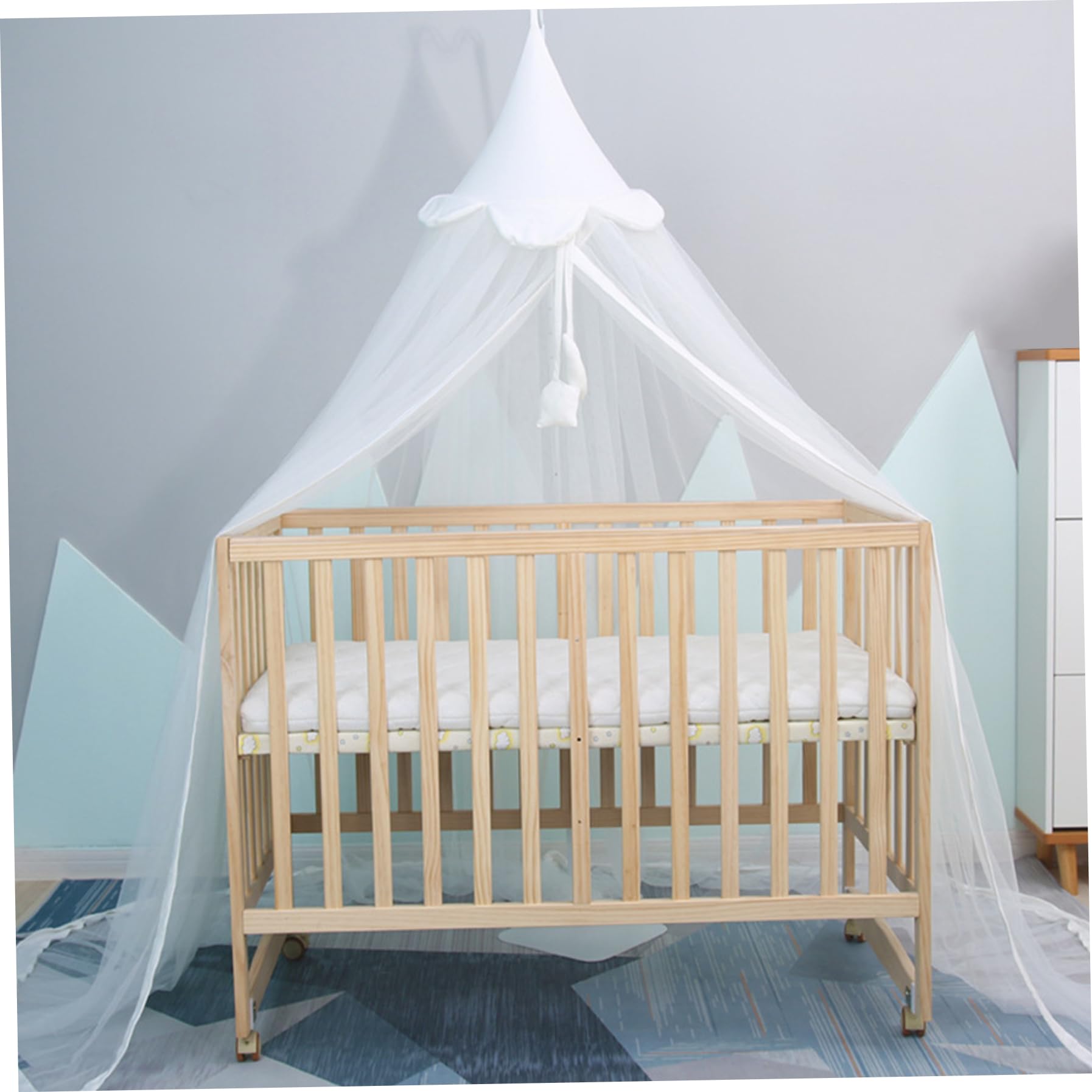 Peosaard Crib Netting Mesh, Crib Canopy with Dome, Hanging Net to Keep Baby In, Breathable Fine Mesh Tent for Infant Toddler Kids Bed (Without Stand), Net to Keep Baby In