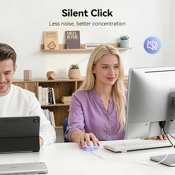 TECKNET Wired Mouse - USB Corded Mouse with RGB Backlit Full Size Optical Silent Mouse with Side Buttons,LED Plug and Play Wired Connection Office Mice for Desktop,PC,Laptop