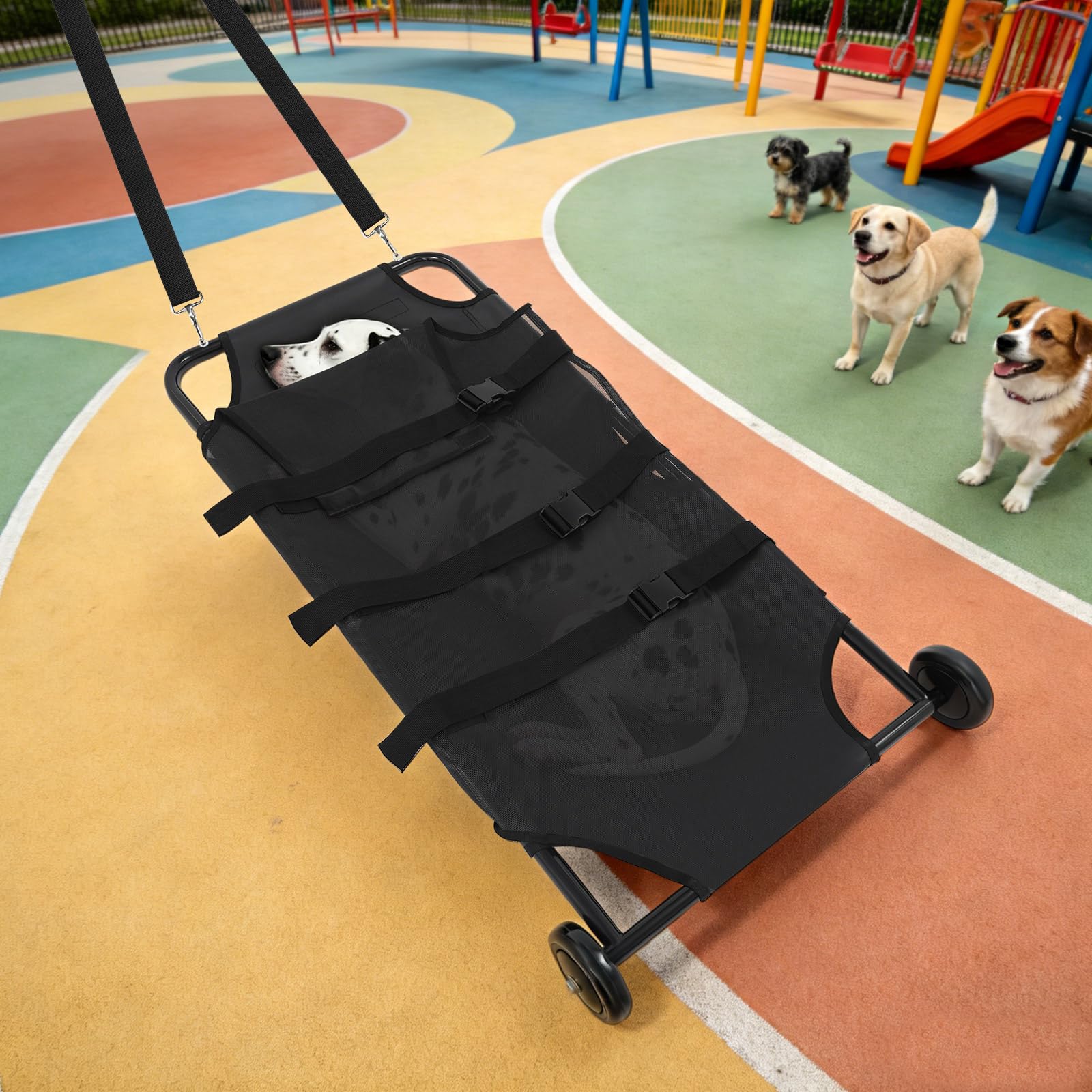 Transportín plegable para perros de hasta 120 kg, 115 x 56 x 13 cm, con ruedas silenciosas, arnés de emergencia plegable para emergencias, viajes, perros grandes